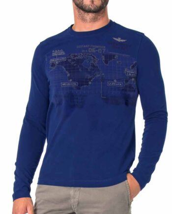 T-shirt ML Aeronautica Militare Distant Frontier Blu,T-shirt Maglia Uomo AM,Abbigliamento Uomo Firmato,Miglior Prezzo,Sped Rapida