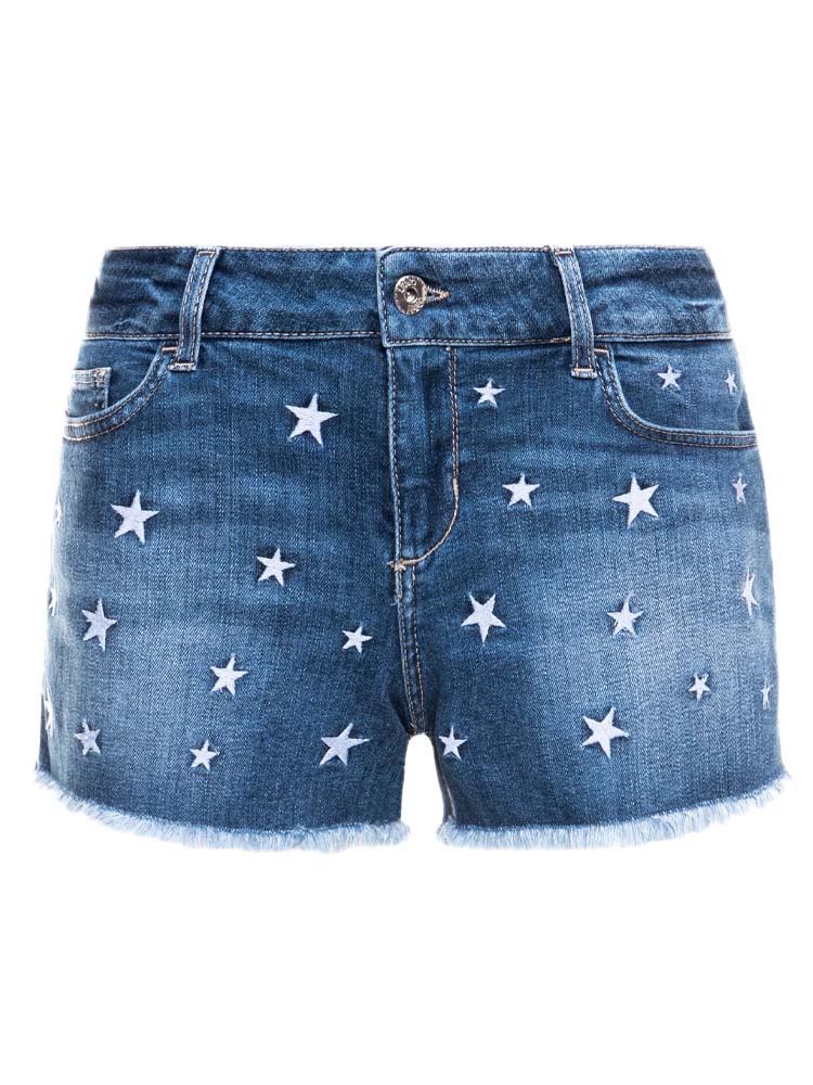 Pantaloncino Shorts Liu Jo Donna Blu Scuro Regular Fit Star,pantalone corto jeans liu jo,,prezzo outlet liu jo