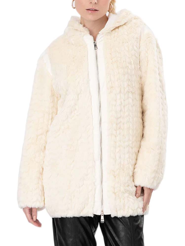 Pelliccia Ecologica Liu Jo Donna WF2036 Bianco,cappotto liu jo donna,abbigliamento firmato prezzo più basso originale,cappotto imbottito pelliccia sintetica